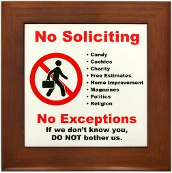 Buy this No Soliciting Sign -- Unauthorized use or derivative works are prohibited and will be challenged
