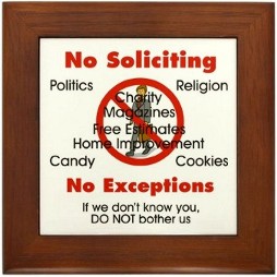 Buy this No Soliciting Sign -- Unauthorized use or derivative works are prohibited and will be challenged